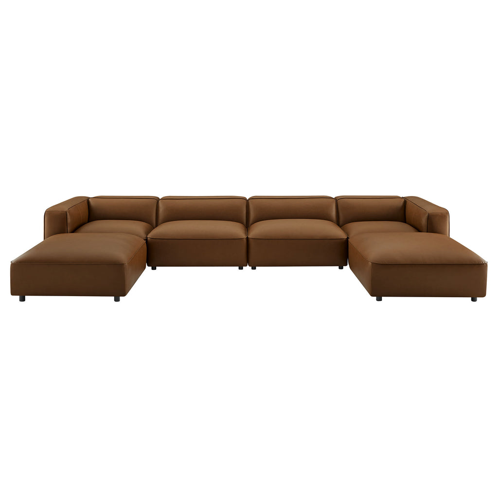 Auren 6-Piece Upholstered Vegan Leather Modular Sofa - Coffee