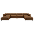 Auren 6-Piece Upholstered Vegan Leather Modular Sofa - Coffee