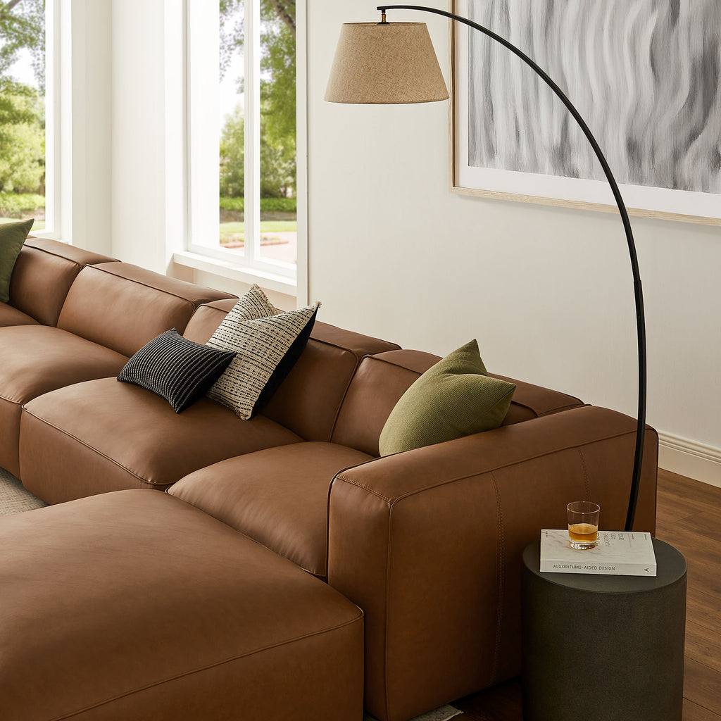 Auren 6-Piece Upholstered Vegan Leather Modular Sofa - Coffee