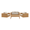 Thames 4-Piece Outdoor Patio Wicker Outdoor Patio Rattan Furniture Set - Natural Light Gray