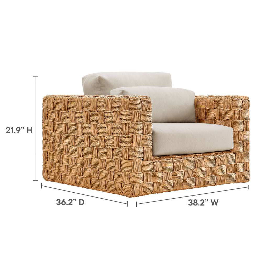 Thames 4-Piece Outdoor Patio Wicker Outdoor Patio Rattan Furniture Set - Natural Light Gray