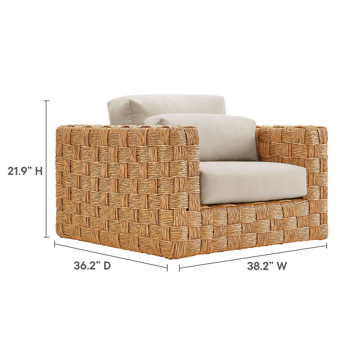 Thames 4-Piece Outdoor Patio Wicker Outdoor Patio Rattan Furniture Set - Natural Light Gray