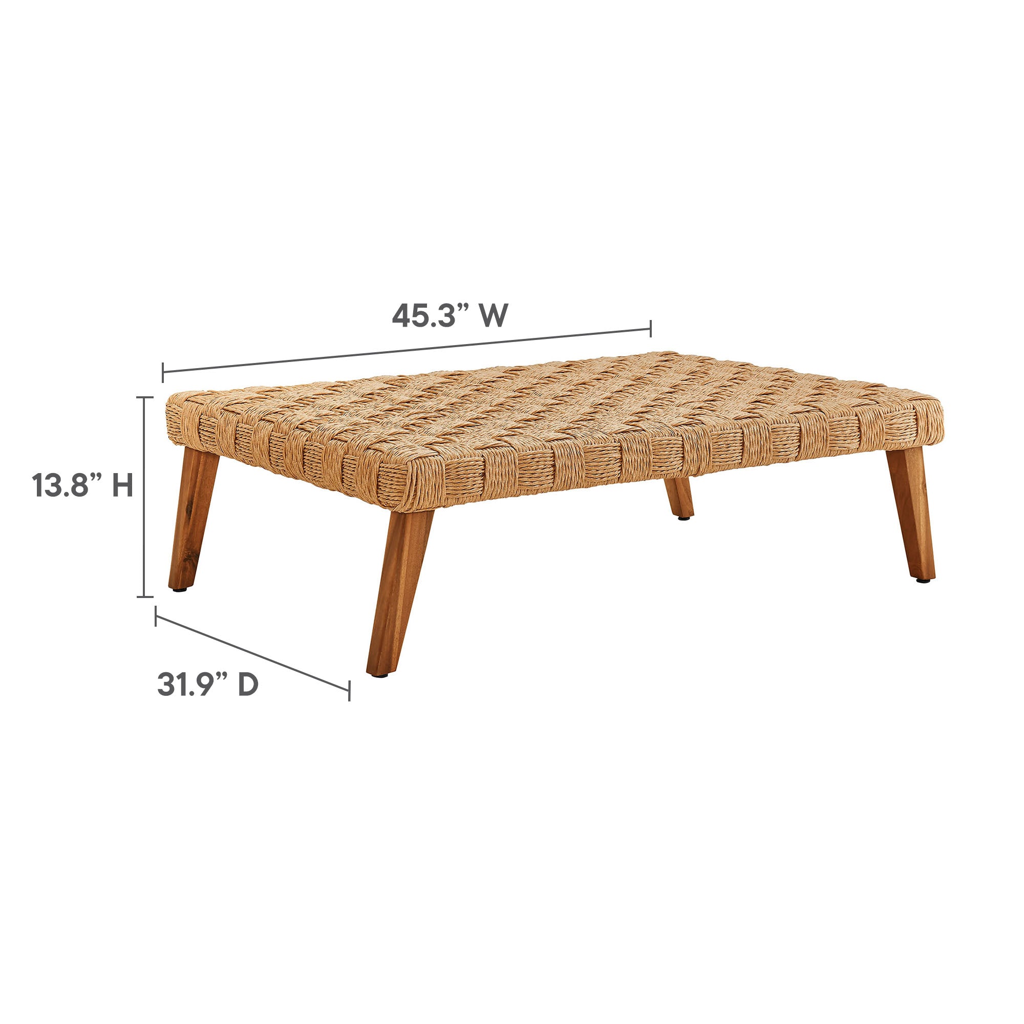 Thames Outdoor Patio Wicker Outdoor Patio Rattan Coffee Table - Natural