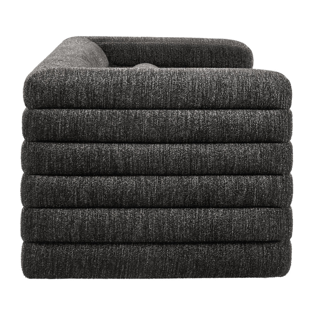 Relle Channel Tufted Boucle Upholstered Sofa - Charcoal