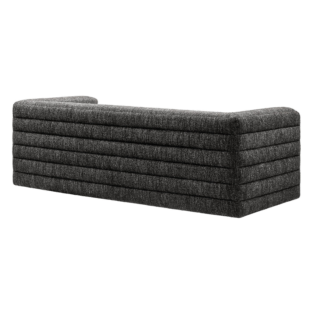 Relle Channel Tufted Boucle Upholstered Sofa - Charcoal