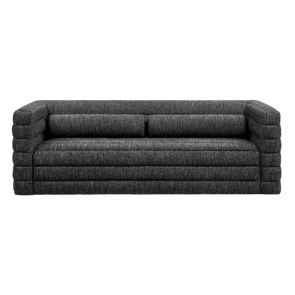 Relle Channel Tufted Boucle Upholstered Sofa - Charcoal