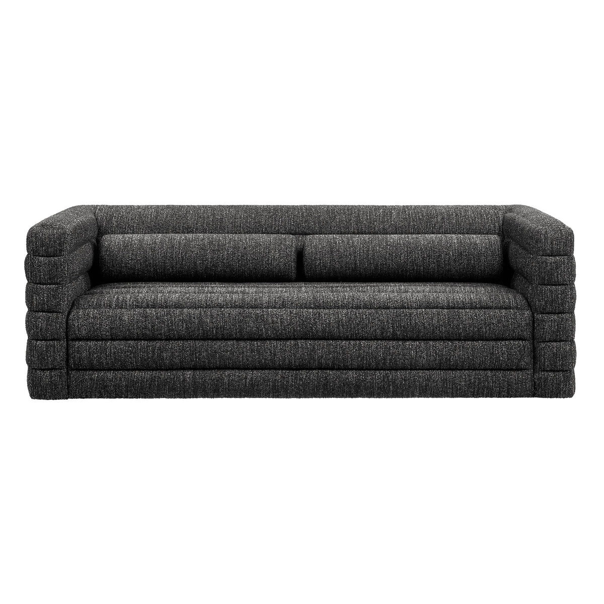 Relle Channel Tufted Boucle Upholstered Sofa - Charcoal