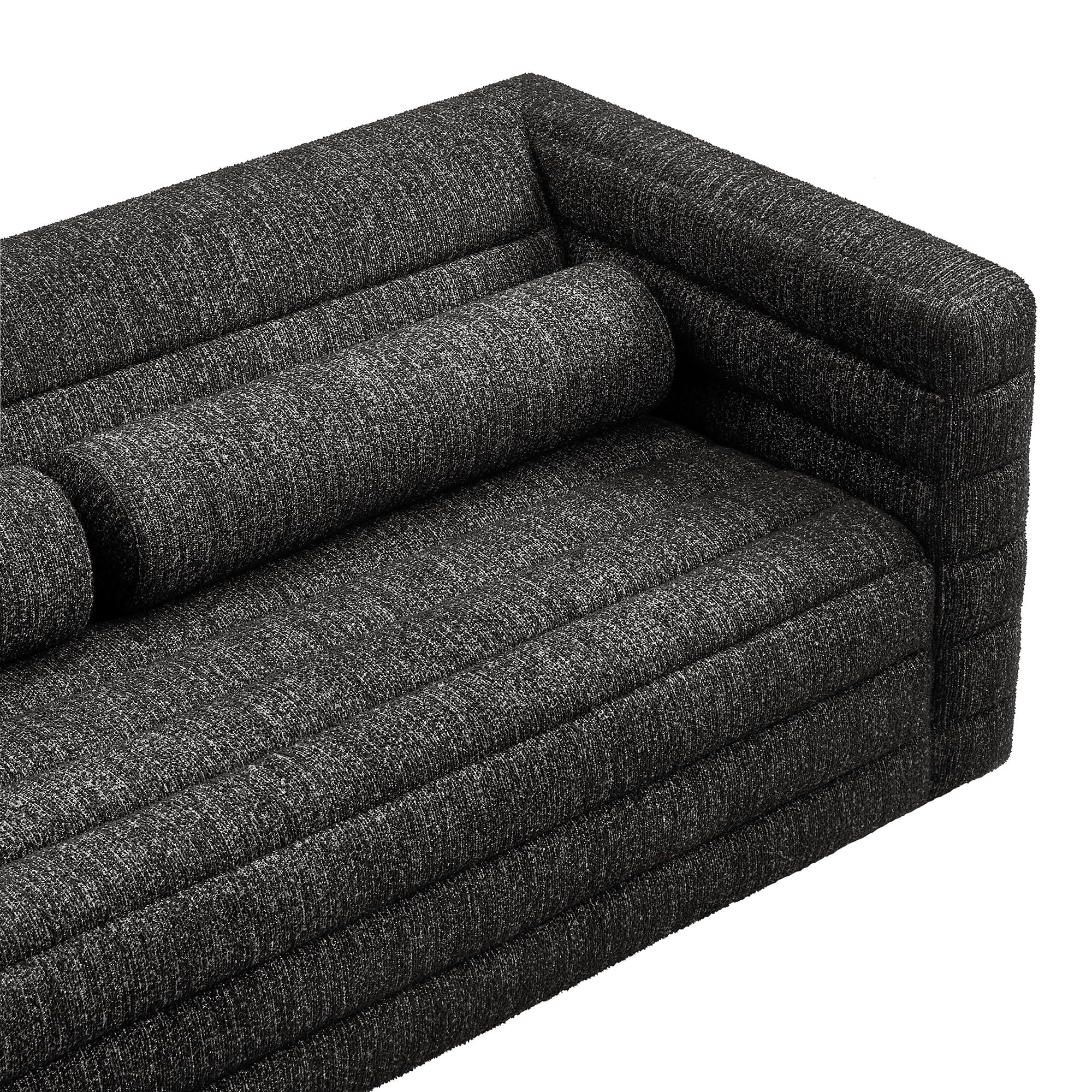 Relle Channel Tufted Boucle Upholstered Sofa - Charcoal
