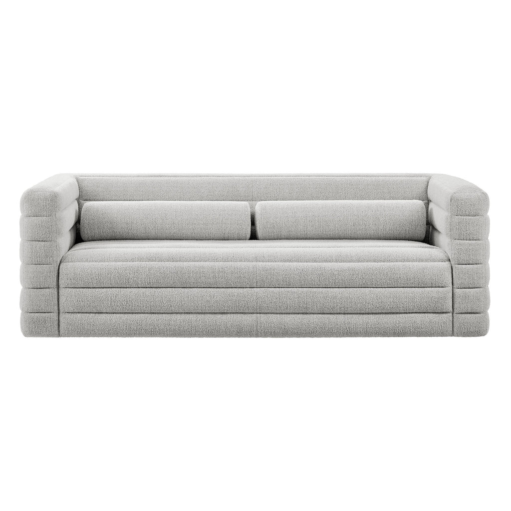 Relle Channel Tufted Boucle Upholstered Sofa - Newsprint