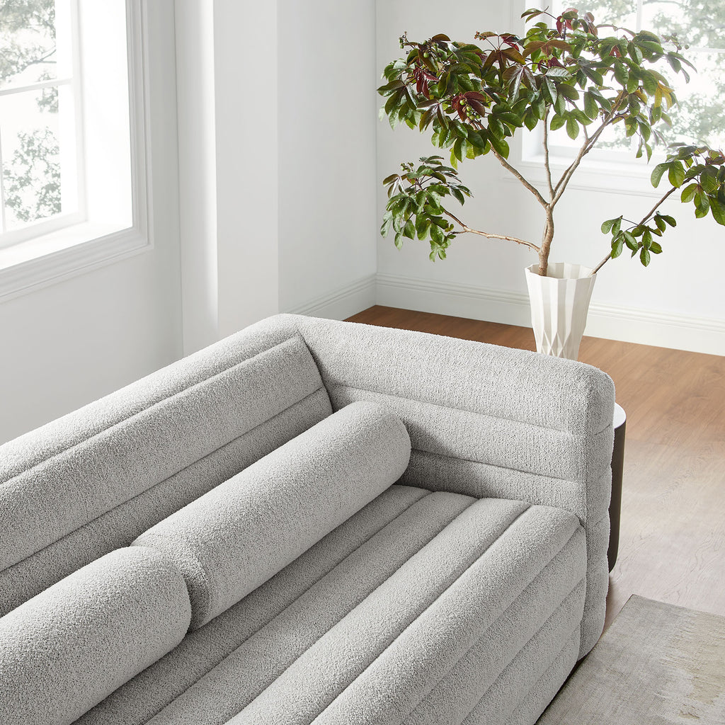 Relle Channel Tufted Boucle Upholstered Sofa - Newsprint