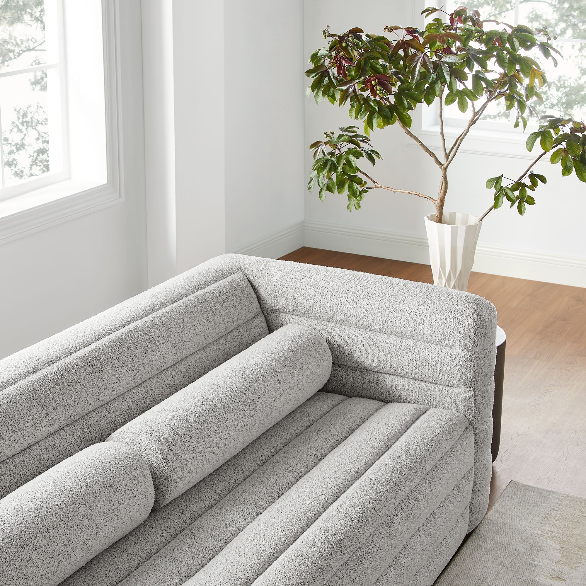 Relle Channel Tufted Boucle Upholstered Sofa - Newsprint
