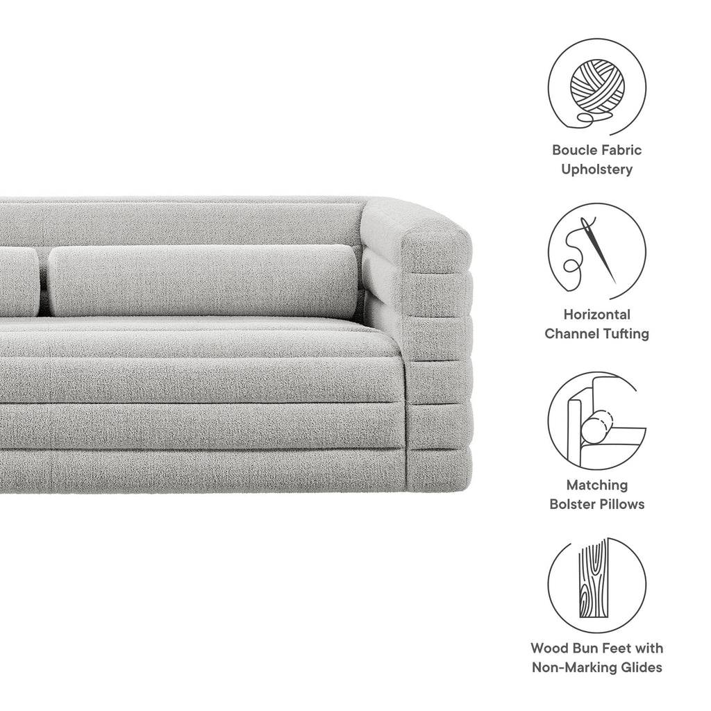 Relle Channel Tufted Boucle Upholstered Sofa - Newsprint