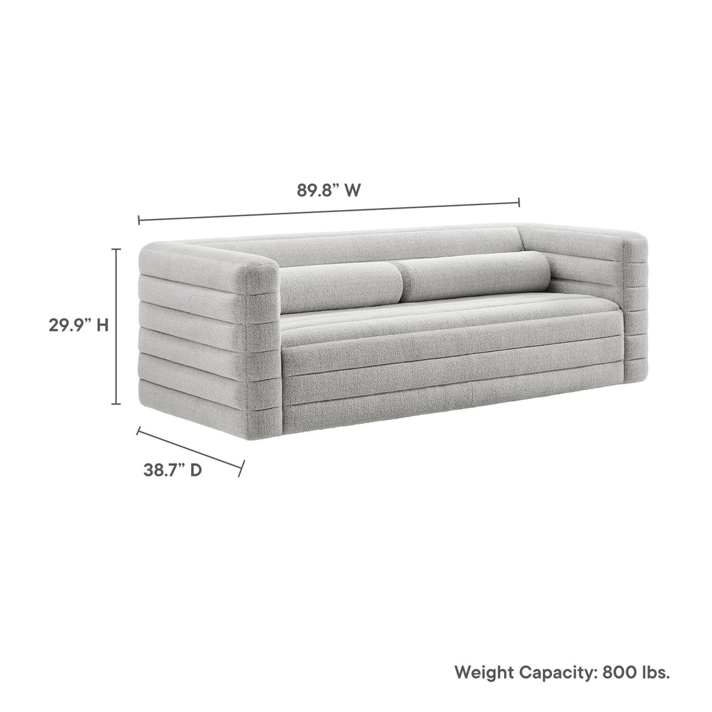 Relle Channel Tufted Boucle Upholstered Sofa - Newsprint