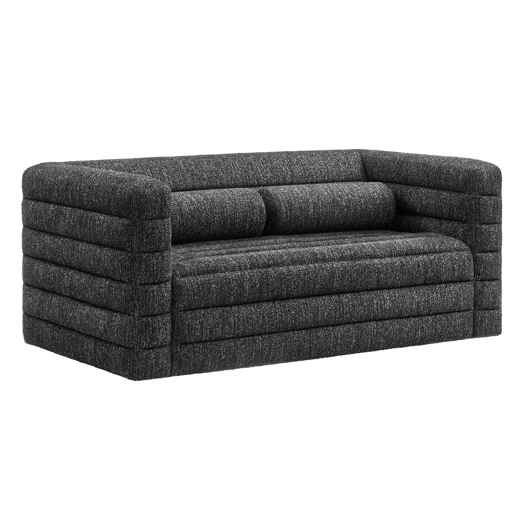 Relle Channel Tufted Boucle Upholstered Loveseat - Charcoal