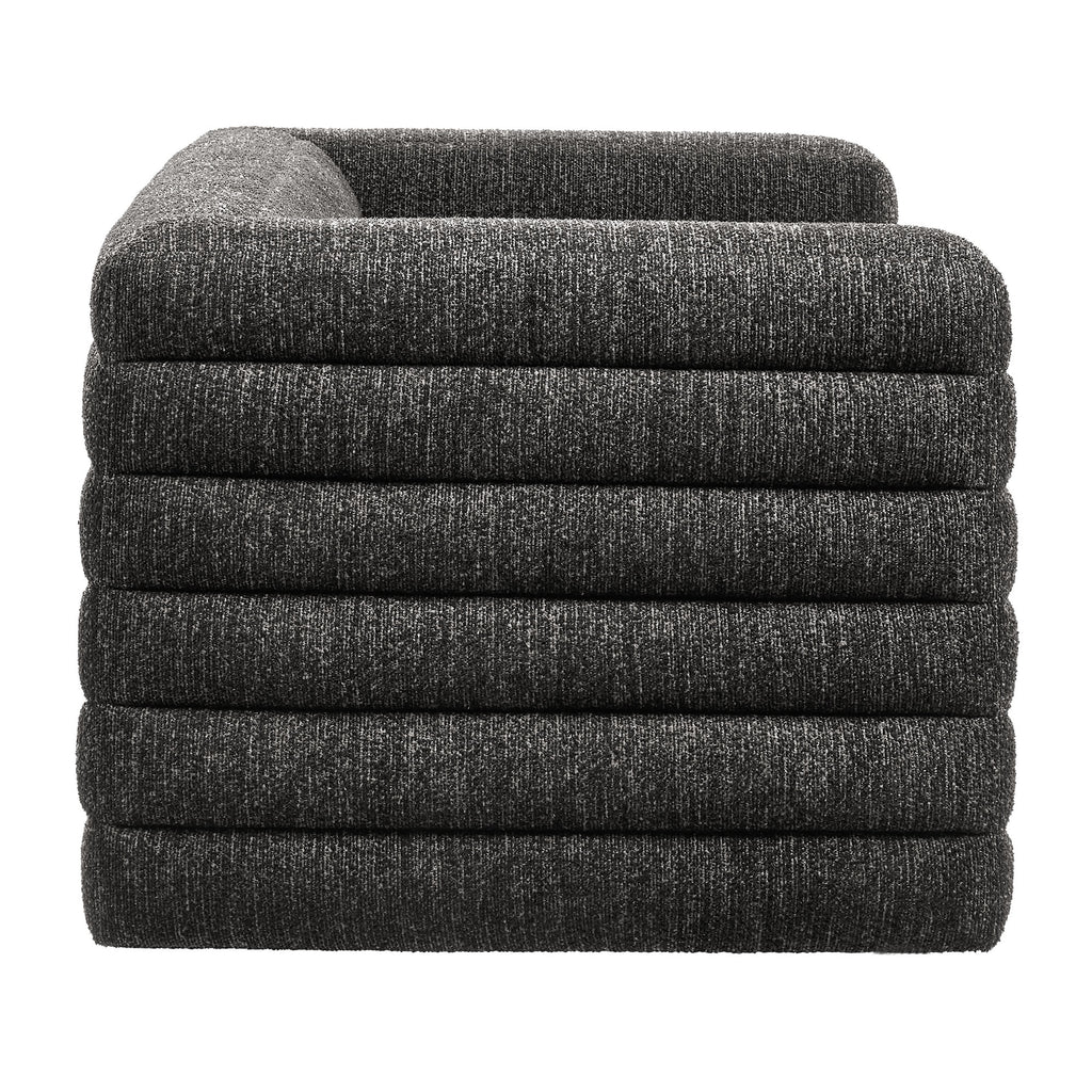 Relle Channel Tufted Boucle Upholstered Loveseat - Charcoal