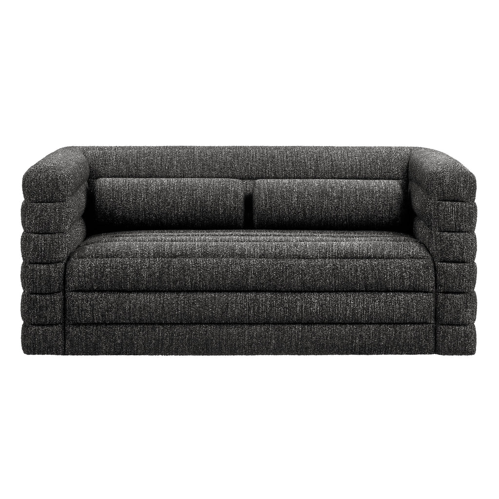 Relle Channel Tufted Boucle Upholstered Loveseat - Charcoal