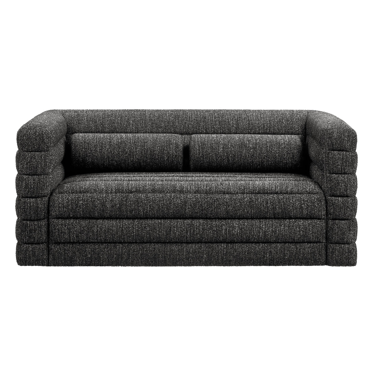 Relle Channel Tufted Boucle Upholstered Loveseat - Charcoal