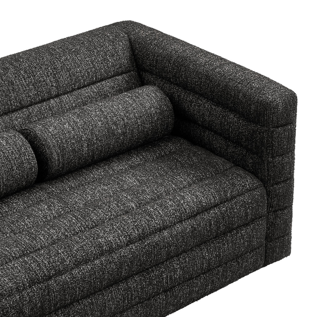 Relle Channel Tufted Boucle Upholstered Loveseat - Charcoal