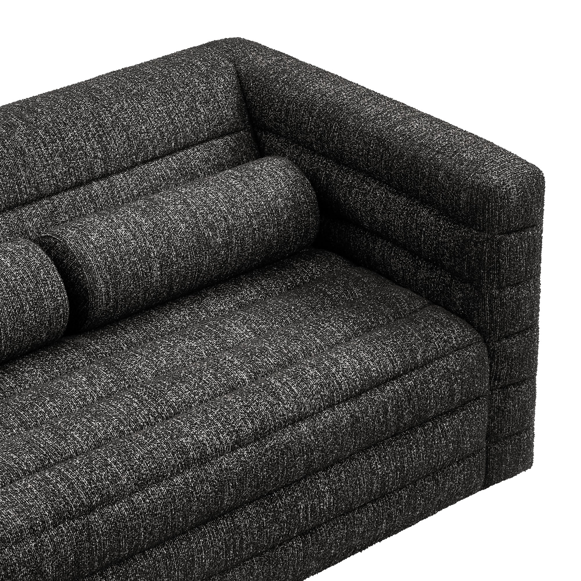 Relle Channel Tufted Boucle Upholstered Loveseat - Charcoal