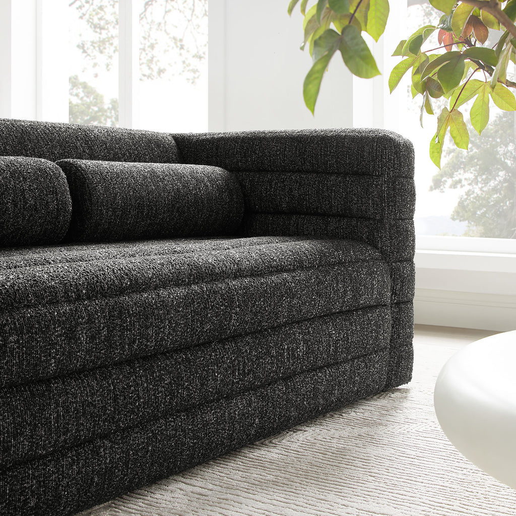 Relle Channel Tufted Boucle Upholstered Loveseat - Charcoal