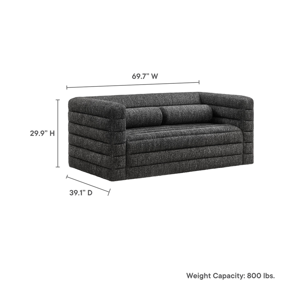 Relle Channel Tufted Boucle Upholstered Loveseat - Charcoal