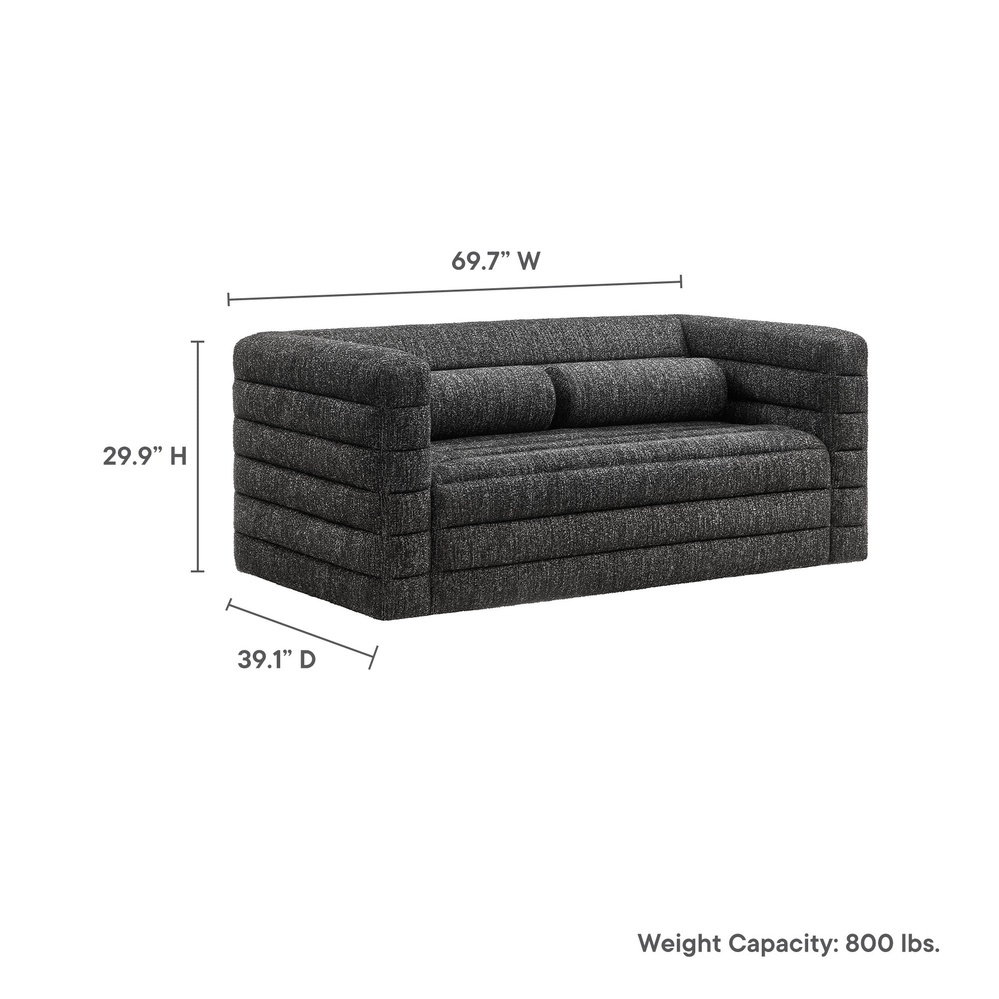Relle Channel Tufted Boucle Upholstered Loveseat - Charcoal