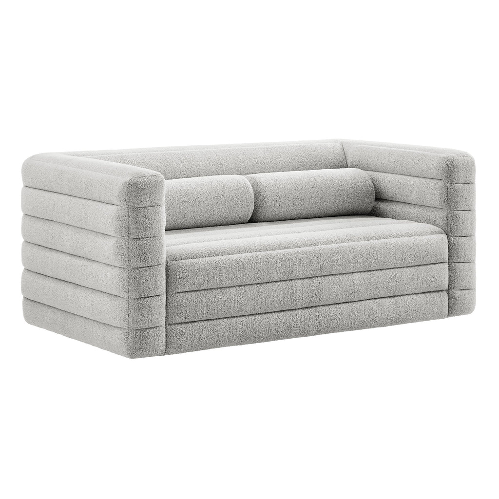 Relle Channel Tufted Boucle Upholstered Loveseat - Newsprint