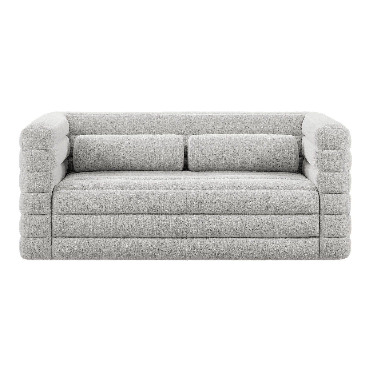 Relle Channel Tufted Boucle Upholstered Loveseat - Newsprint