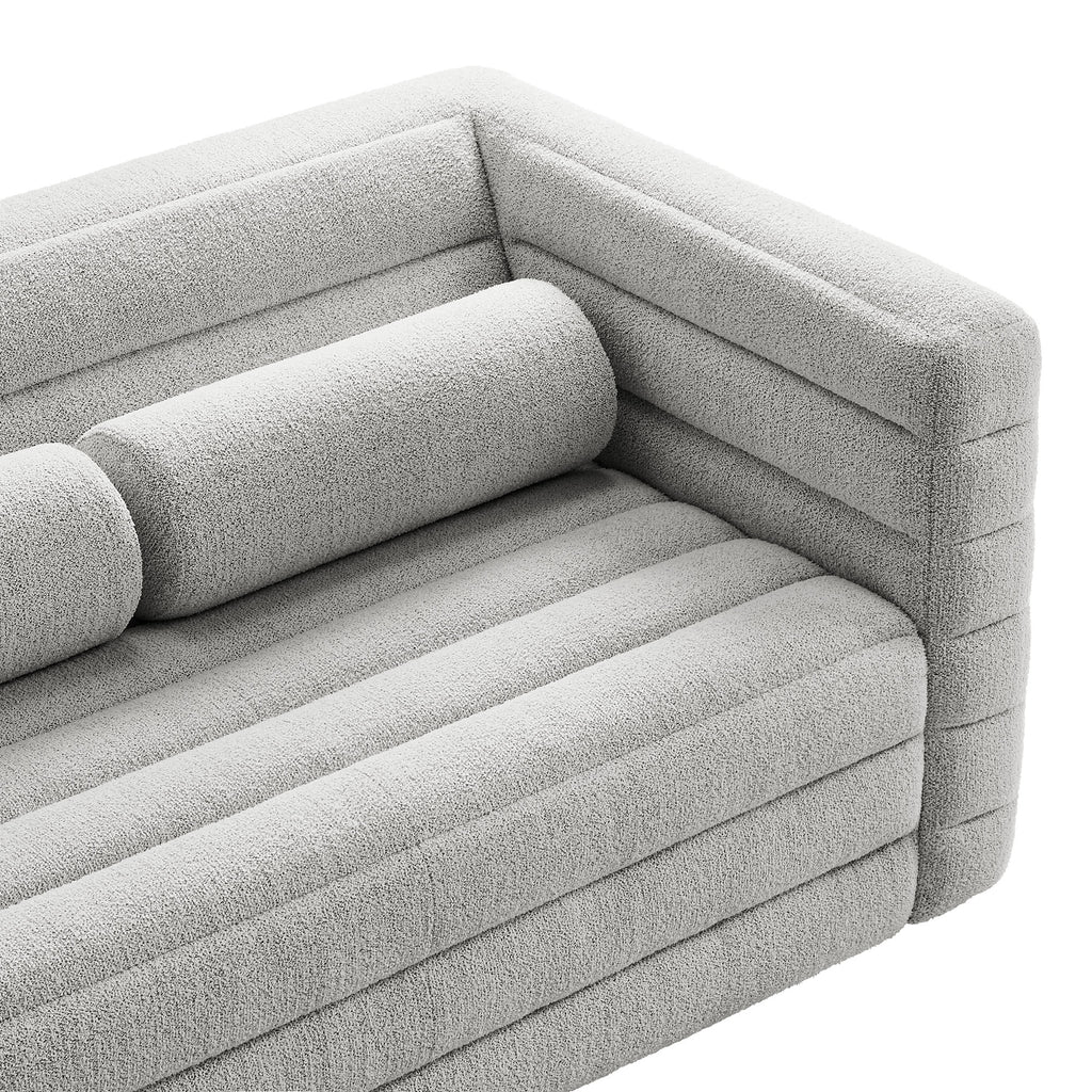 Relle Channel Tufted Boucle Upholstered Loveseat - Newsprint