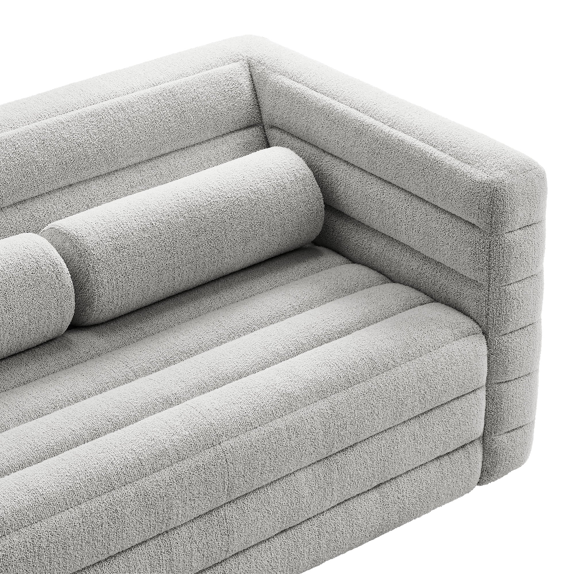 Relle Channel Tufted Boucle Upholstered Loveseat - Newsprint