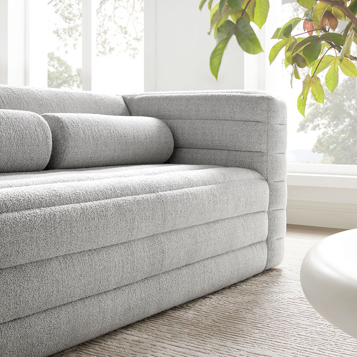 Relle Channel Tufted Boucle Upholstered Loveseat - Newsprint