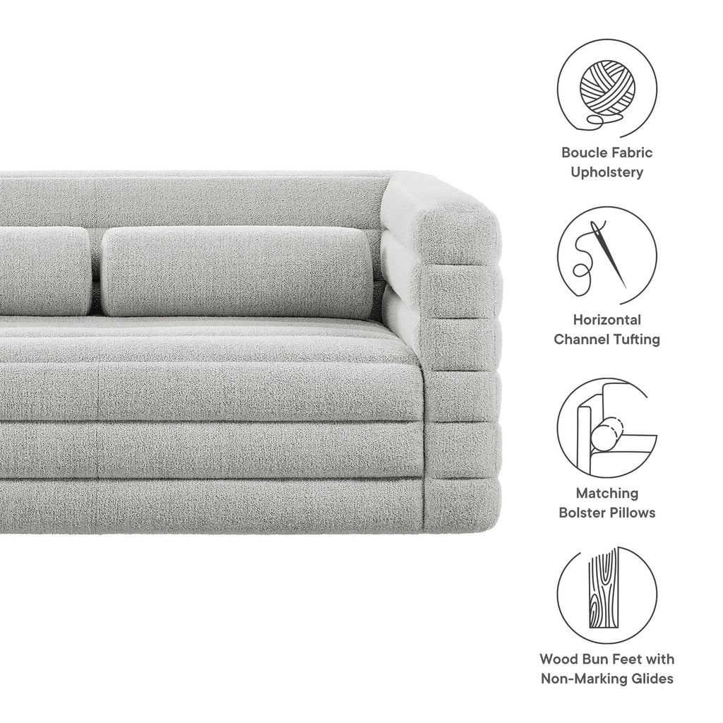 Relle Channel Tufted Boucle Upholstered Loveseat - Newsprint