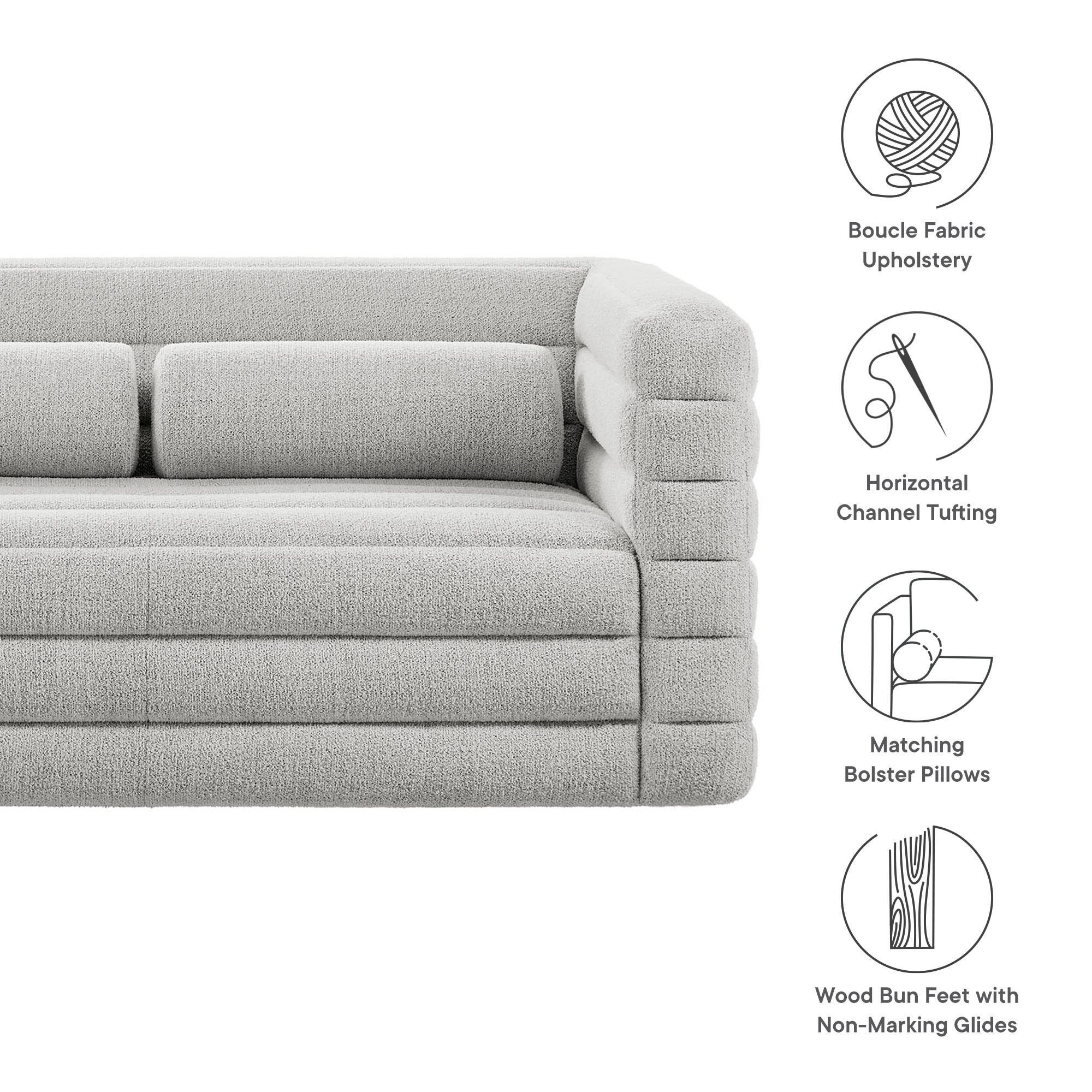 Relle Channel Tufted Boucle Upholstered Loveseat - Newsprint