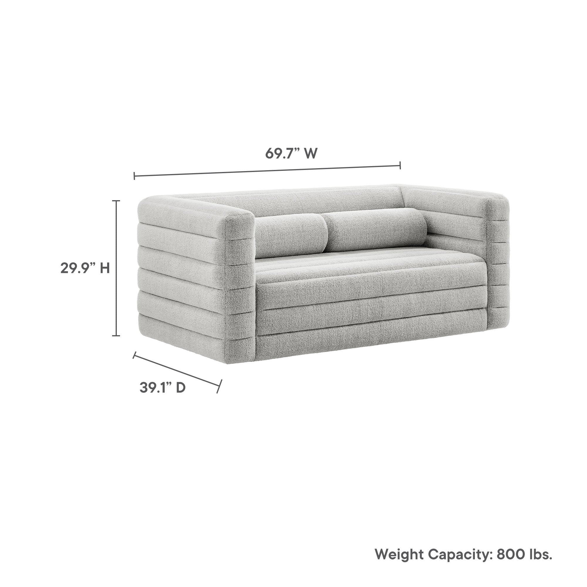 Relle Channel Tufted Boucle Upholstered Loveseat - Newsprint