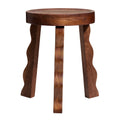 Sorrel Carved Wood Stool - Walnut