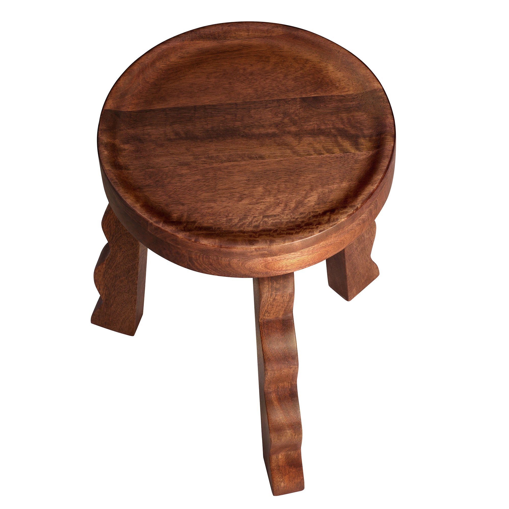 Sorrel Carved Wood Stool - Walnut
