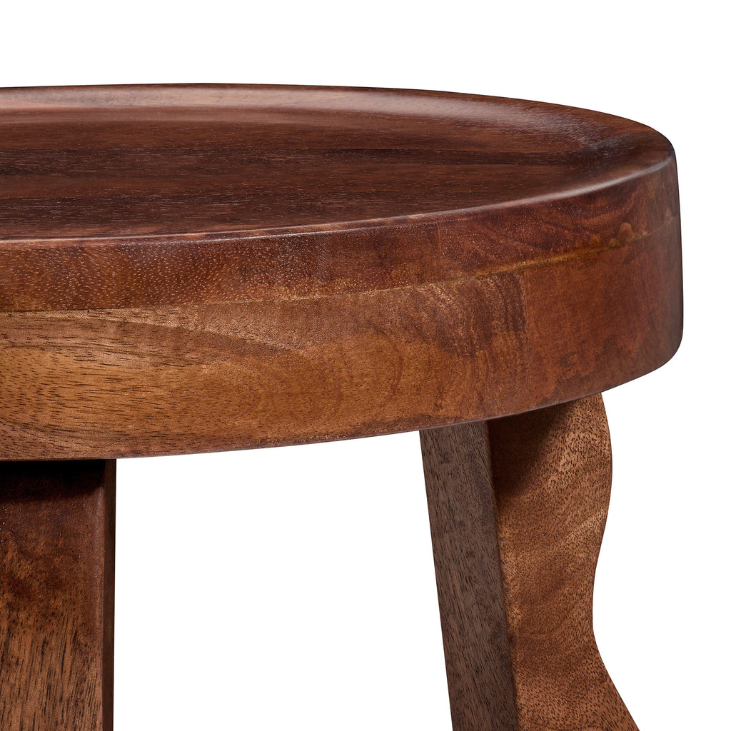 Sorrel Carved Wood Stool - Walnut