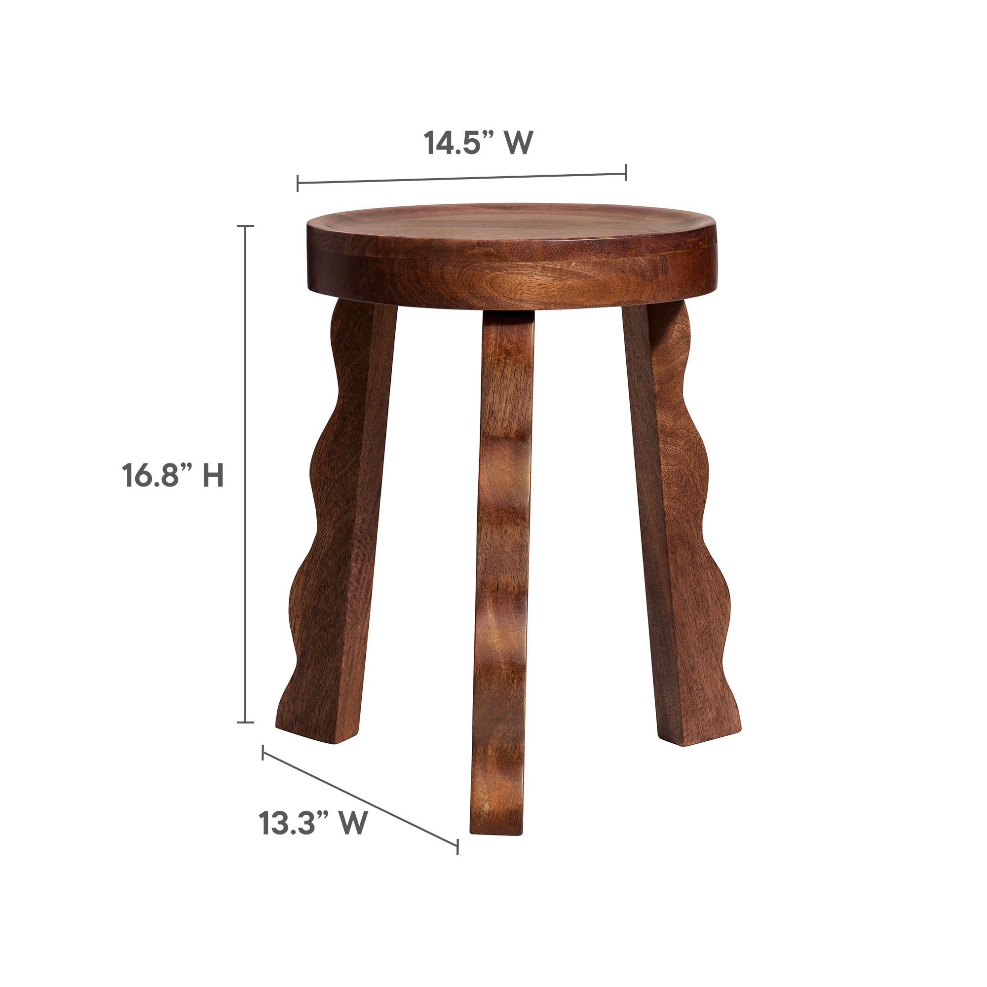 Sorrel Carved Wood Stool - Walnut