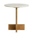 Tarin Acacia Wood and Marble Side Table - Natural