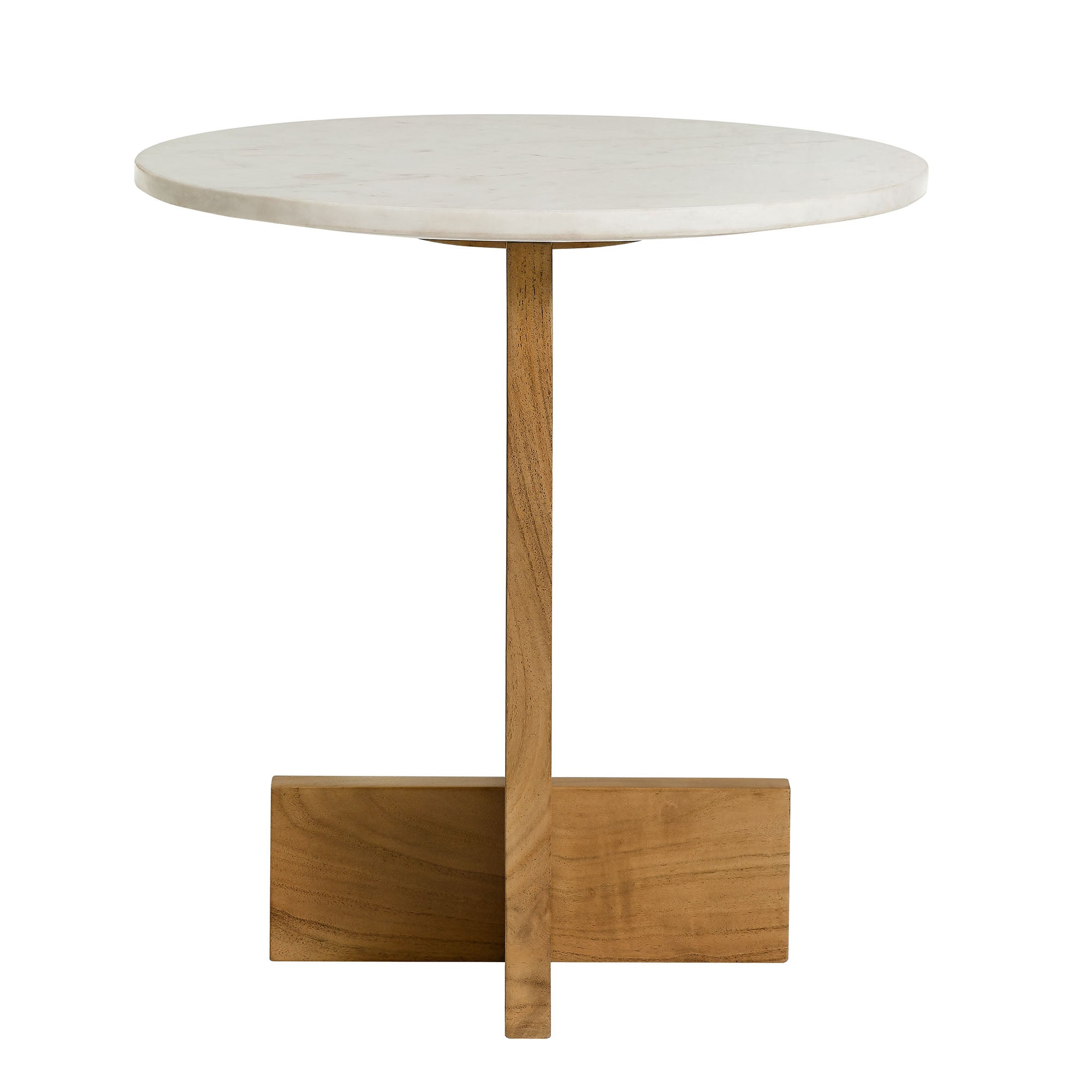 Tarin Acacia Wood and Marble Side Table - Natural