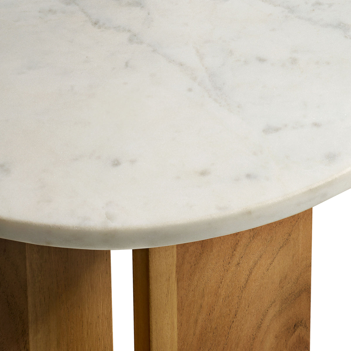 Tarin Acacia Wood and Marble Side Table - Natural