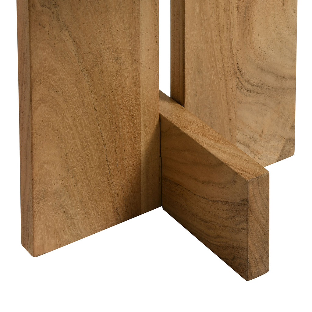 Tarin Acacia Wood and Marble Side Table - Natural