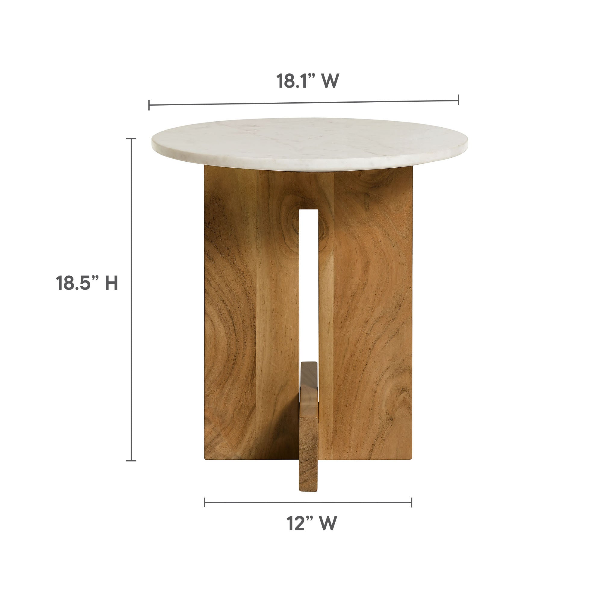 Tarin Acacia Wood and Marble Side Table - Natural