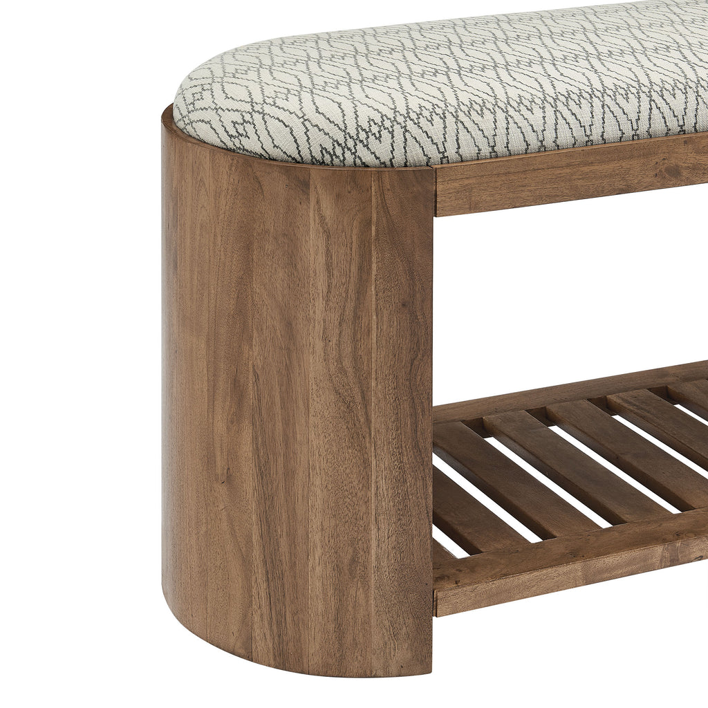 Ashby 45" Geometric Upholstered Bench - Natural Geometric
