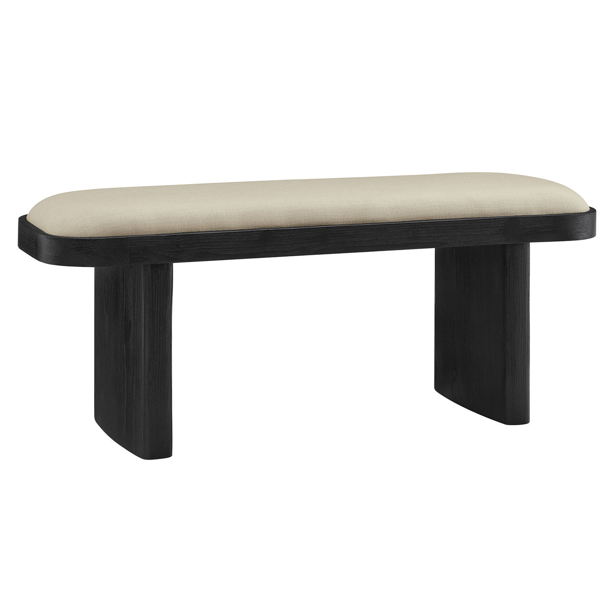 Iver 43" Upholstered Wood Accent Bench - Black Flax