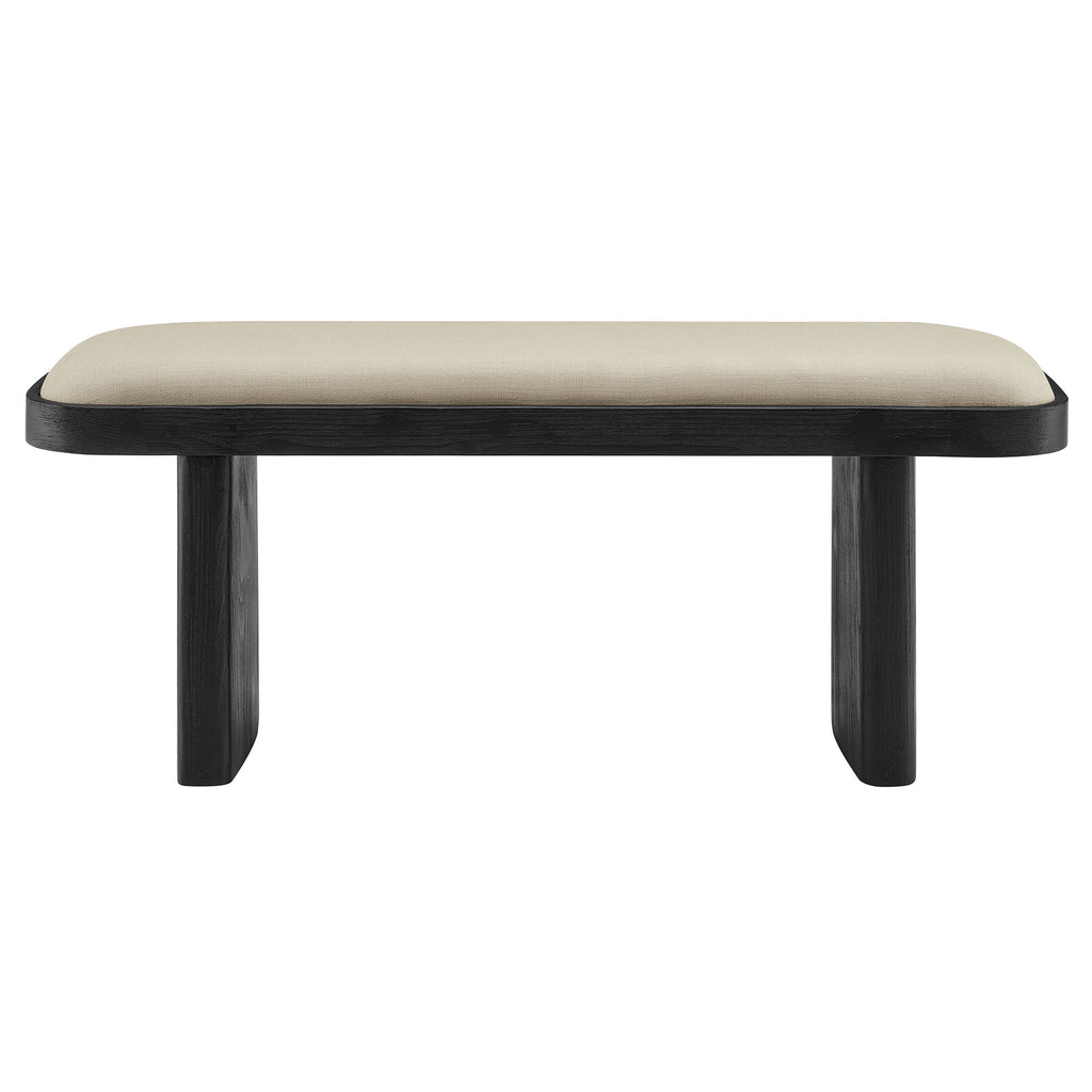 Iver 43" Upholstered Wood Accent Bench - Black Flax
