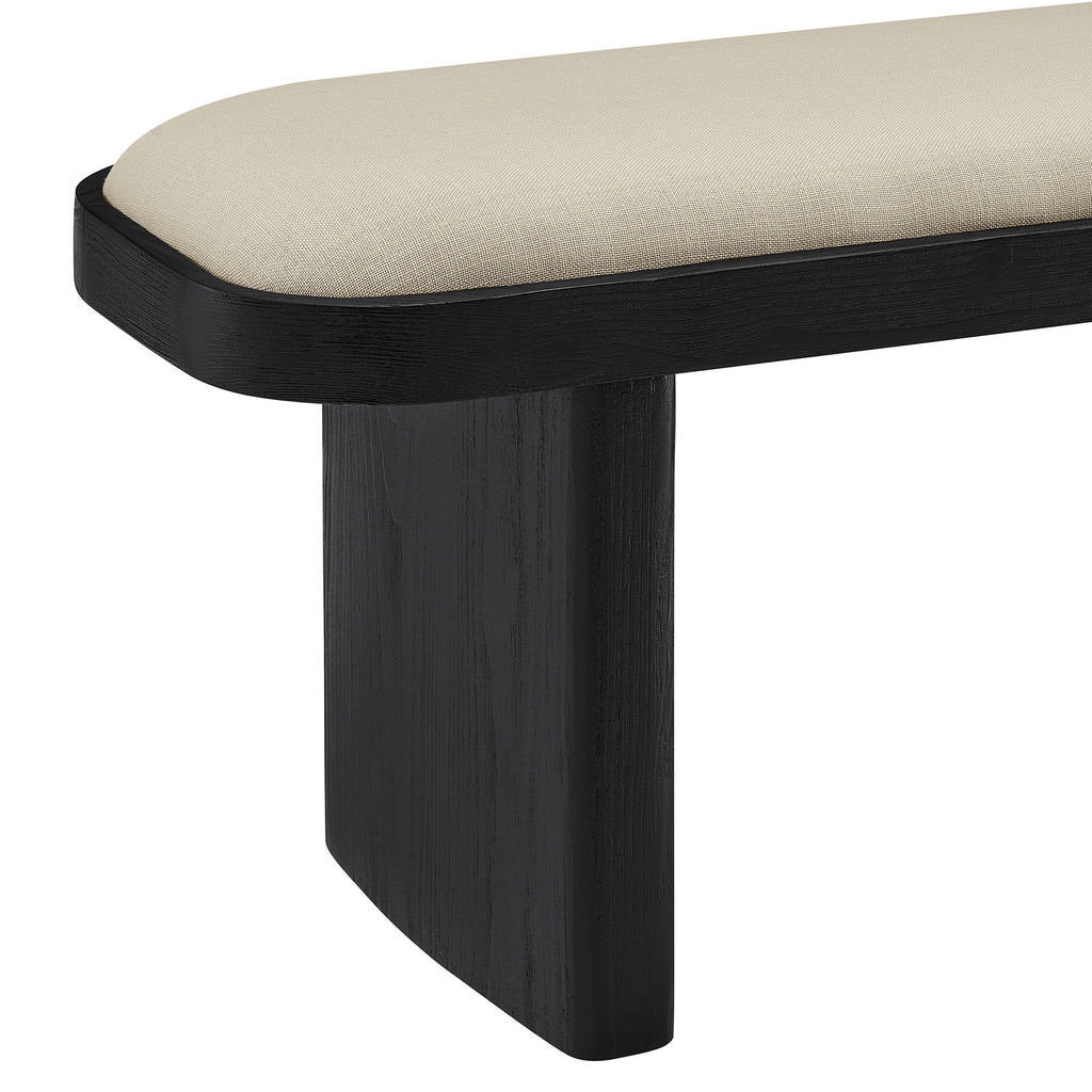 Iver 43" Upholstered Wood Accent Bench - Black Flax