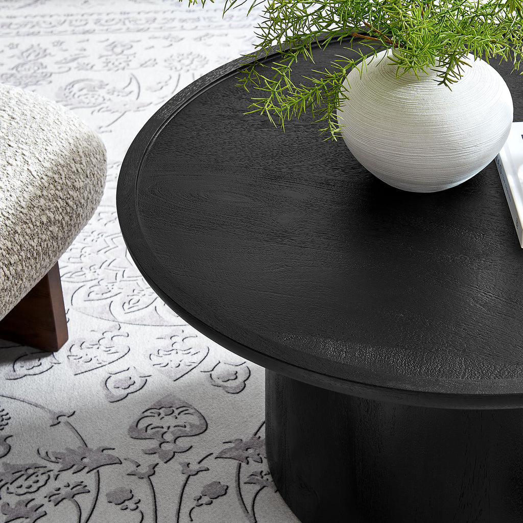 Holloway 30" Round Wood Coffee Table - Black