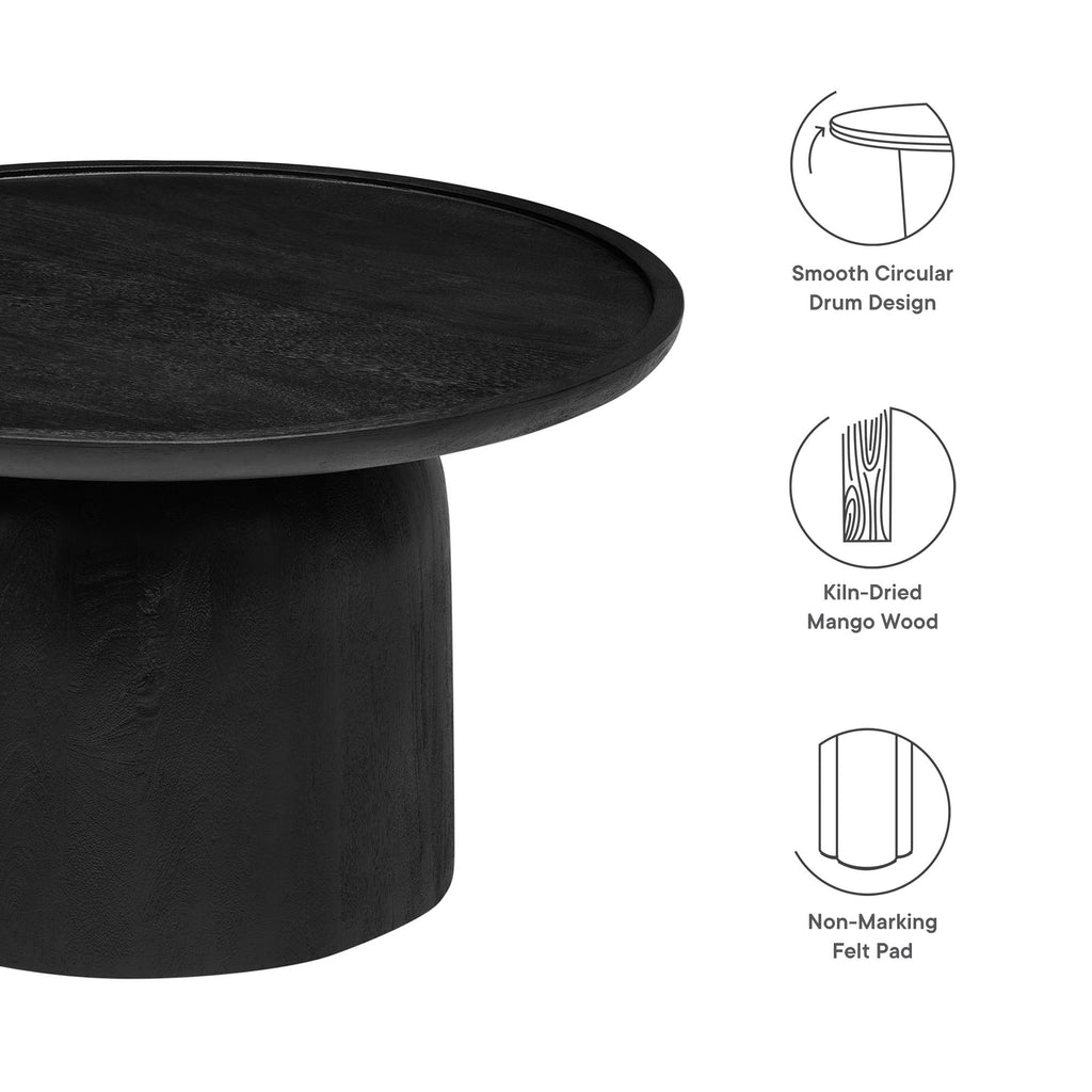Holloway 30" Round Wood Coffee Table - Black