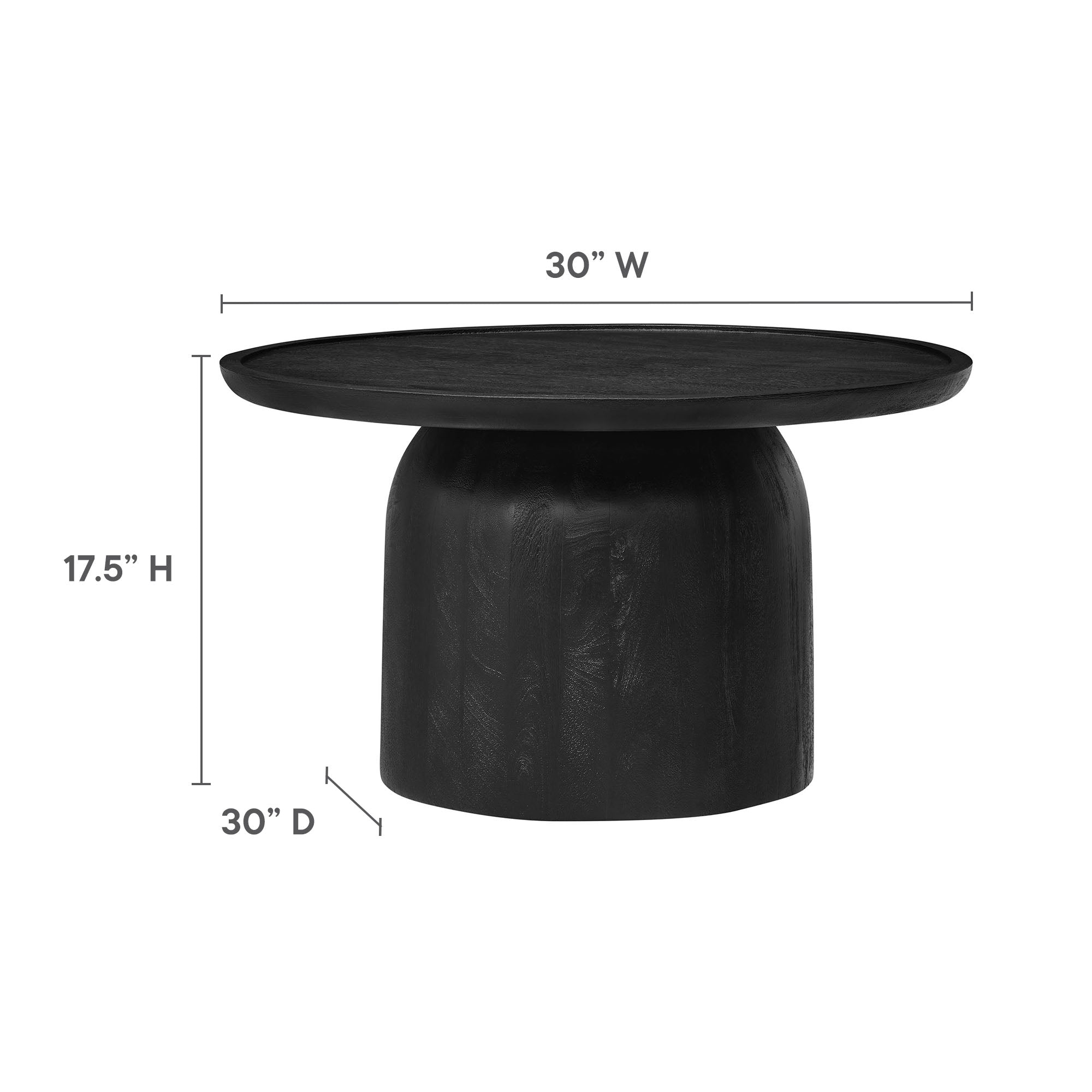 Holloway 30" Round Wood Coffee Table - Black